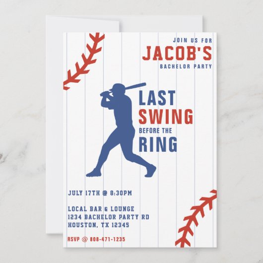 Baseball Bachelor Party Last Swing Before the Ring Kaart (Voorkant)
