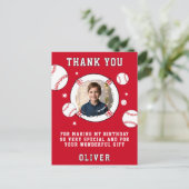 Baseball bal thema verjaardag foto Dank u Briefkaart (Staand voorkant)