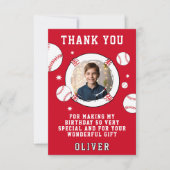 Baseball bal thema verjaardagsfeest foto bedankkaart (Voorkant)