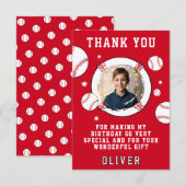 Baseball bal thema verjaardagsfeest foto bedankkaart (Voorkant / Achterkant)