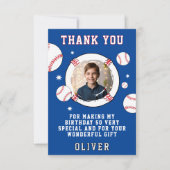 Baseball bal thema verjaardagsfeest foto bedankkaart (Voorkant)