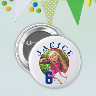 Baseball Ball 60th Birthday Foto Ronde Button 5,7 Cm