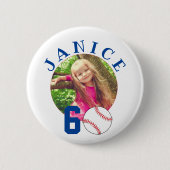 Baseball Ball 60th Birthday Foto Ronde Button 5,7 Cm (Voorkant)