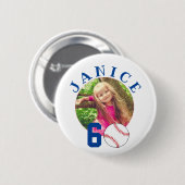 Baseball Ball 60th Birthday Foto Ronde Button 5,7 Cm (Voorkant /achterkant)