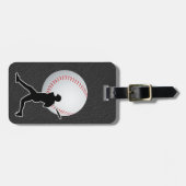 Baseball - Ball and Player silhouette Name Address Bagagelabel (Voorkant horizontaal)