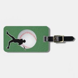 Baseball - Ball and Player silhouette Name Address Bagagelabel