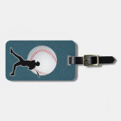Baseball - Ball and Player silhouette Name Address Bagagelabel (Voorkant horizontaal)