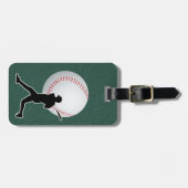 Baseball - Ball and Player silhouette Name Address Bagagelabel (Voorkant horizontaal)