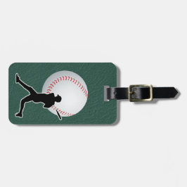 Baseball - Ball and Player silhouette Name Address Bagagelabel