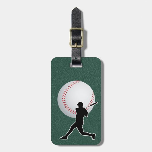 Baseball - Ball and Player silhouette Name Address Bagagelabel (Voorkant verticaal)
