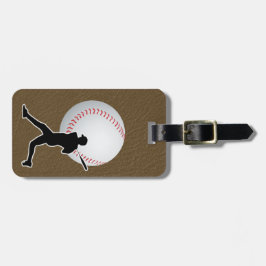 Baseball - Ball and Player silhouette Name Address Bagagelabel