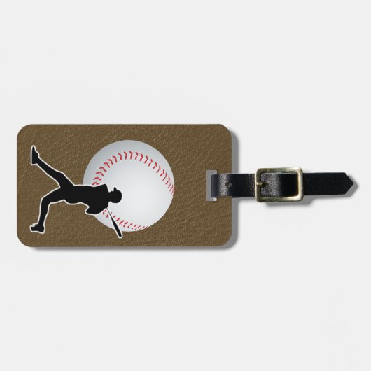 Baseball - Ball and Player silhouette Name Address Bagagelabel (Voorkant horizontaal)