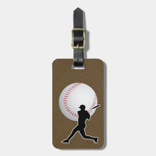 Baseball - Ball and Player silhouette Name Address Bagagelabel (Voorkant verticaal)