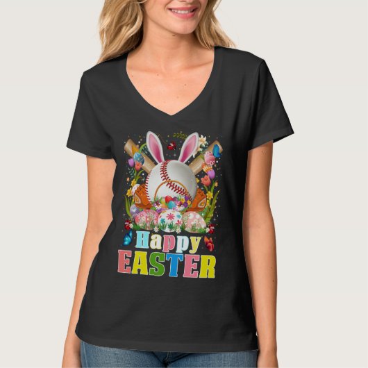 Baseball Ball & Bats Bunny Ears Easter Day Boys Ki T-shirt (Voorkant)
