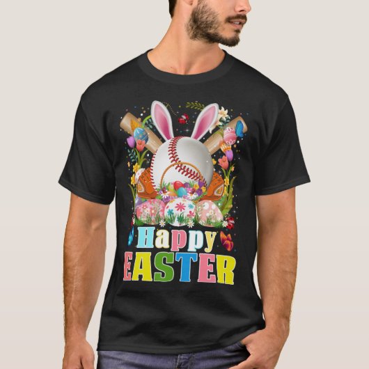 Baseball Ball & Bats Bunny Ears Paasdag Jongens Ki T-shirt (Voorkant)