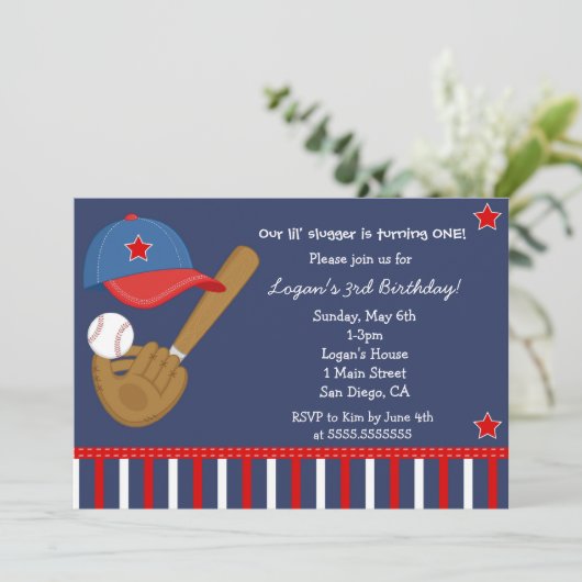 Baseball Ball Birthday Uitnodiging (Staand voorkant)