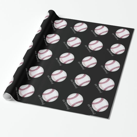 Baseball Ball Boy Birthday Persoonlijke naam Cadeaupapier (Uitgerold)