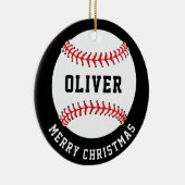 Baseball Ball Custom Name Vrolijk Kerstfeest Keramisch Ornament (Rechts)