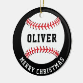 Baseball Ball Custom Name Vrolijk Kerstfeest Keramisch Ornament (Links)