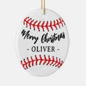 Baseball Ball Custom Name Vrolijk Kerstfeest Keramisch Ornament (Rechts)