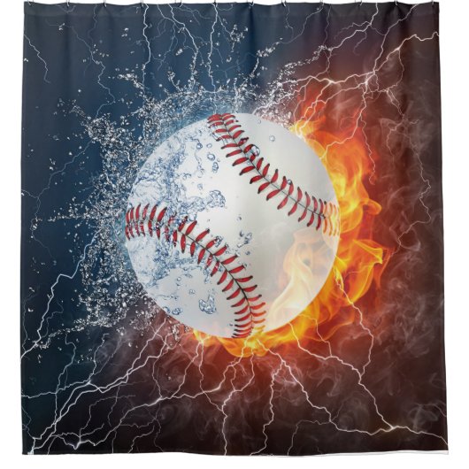 Baseball Ball Douchegordijn (Voorkant)