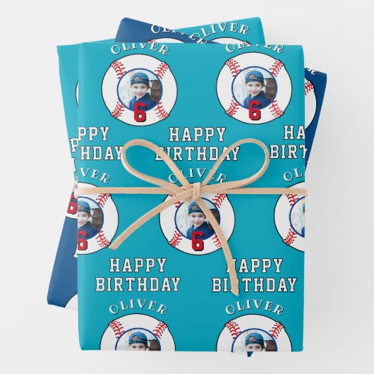 Baseball Ball Kids Birthday Photo Inpakpapier Vel (In situ)