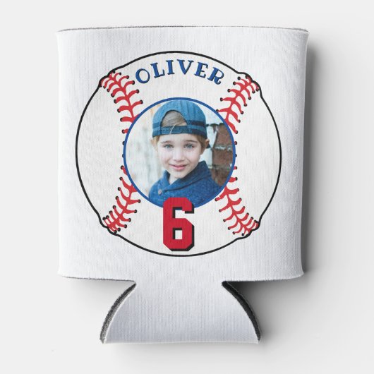 Baseball Ball kinderen Birthday Foto Blikjeskoeler (Voorkant)