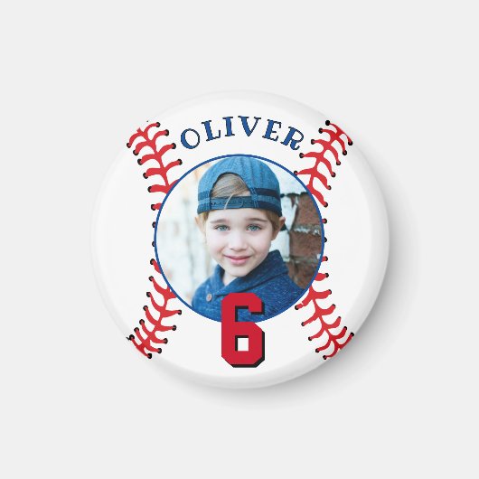 Baseball Ball kinderen Birthday Foto Magneet (Voorkant)