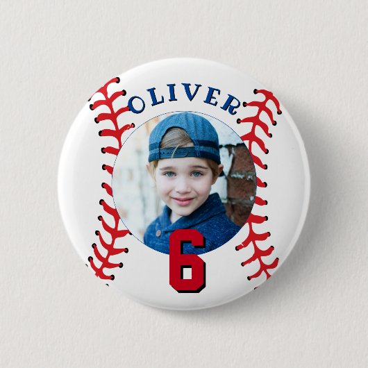 Baseball Ball kinderen Birthday Foto Ronde Button 5,7 Cm (Voorkant)