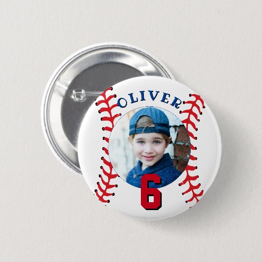 Baseball Ball kinderen Birthday Foto Ronde Button 5,7 Cm (Voorkant /achterkant)