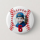 Baseball Ball kinderen Birthday Foto Ronde Button 5,7 Cm (Voorkant)