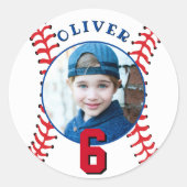 Baseball Ball kinderen Birthday Foto Ronde Sticker (Voorkant)