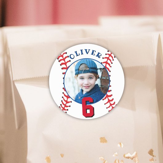 Baseball Ball kinderen Birthday Foto Ronde Sticker