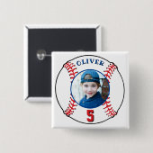 Baseball Ball kinderen Birthday Foto Vierkante Button 5,1 Cm (Voorkant /achterkant)