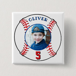 Baseball Ball kinderen Birthday Foto Vierkante Button 5,1 Cm