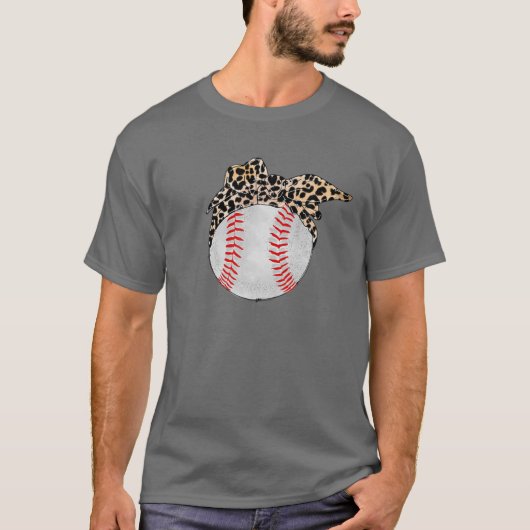 Baseball Ball met luipaard Bandana Baseball Mo T-shirt (Voorkant)