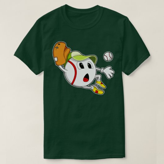 Baseball Ball met Pet van honkbalhandschoen T-shirt (Design voorkant)