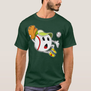 Baseball Ball met Pet van honkbalhandschoen T-shirt