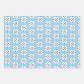 Baseball Ball Pattern Kids Name Birthday Wrapping  Inpakpapier Vel (Voorkant 3)