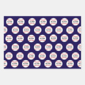 Baseball Ball Pattern Kids Name Birthday Wrapping  Inpakpapier Vel (Voorkant)