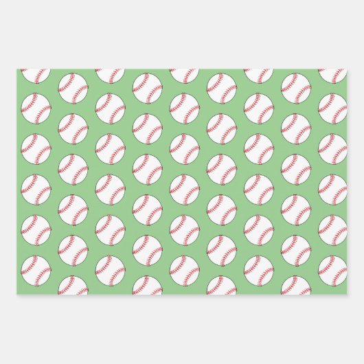 Baseball Ball Pattern Kinder naam Birthday Inpakpapier Vel (Voorkant 3)