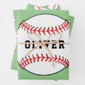 Baseball Ball Pattern Kinder naam Birthday Inpakpapier Vel (In situ)
