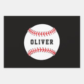 Baseball Ball Pattern Kinder naam Birthday Inpakpapier Vel (Voorkant)