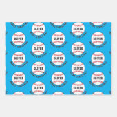 Baseball Ball Pattern Kinder naam Vrolijk Kerstfee Inpakpapier Vel (Voorkant)