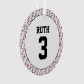 Baseball Ball Pattern Player Name Number Sports Ornament (voorkant)