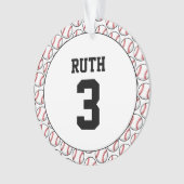 Baseball Ball Pattern Player Name Number Sports Ornament (voorkant)