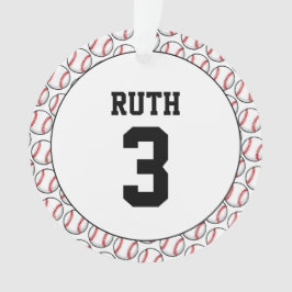 Baseball Ball Pattern Player Name Number Sports Ornament