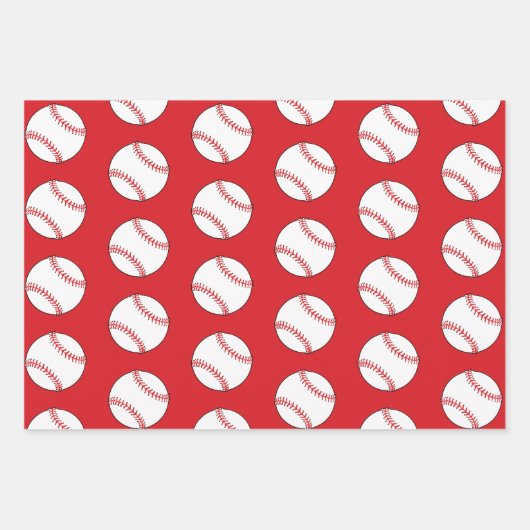 Baseball Ball Pattern Speler Kinder Naam Verjaarda Inpakpapier Vel (Voorkant 2)