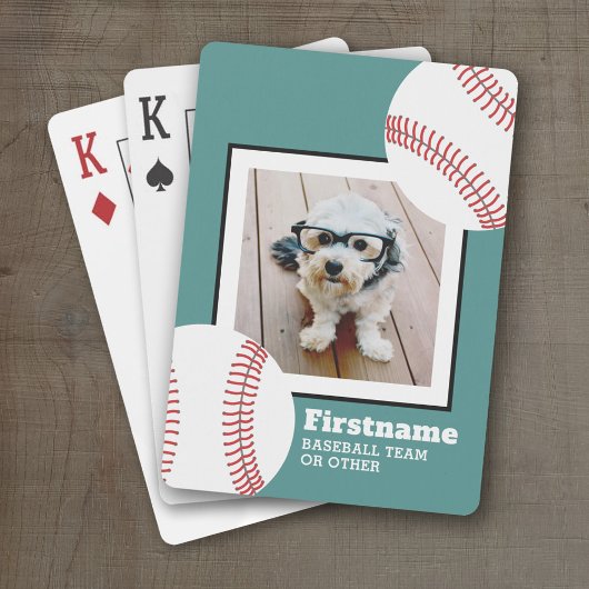 Baseball Ball Photo Add Jouw naam - Kan Kleur bewe Pokerkaarten