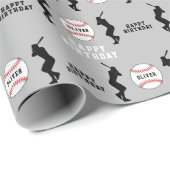 Baseball Ball Player Kinder naam Birthday Cadeaupapier (Rol Hoek)